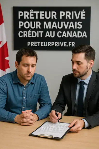 Illustration d'un échange entre un emprunteur et un conseiller autour de documents de prêt